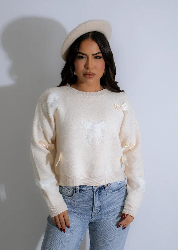 Clothing Brands Whimsy Bow Knit Sweater Nude