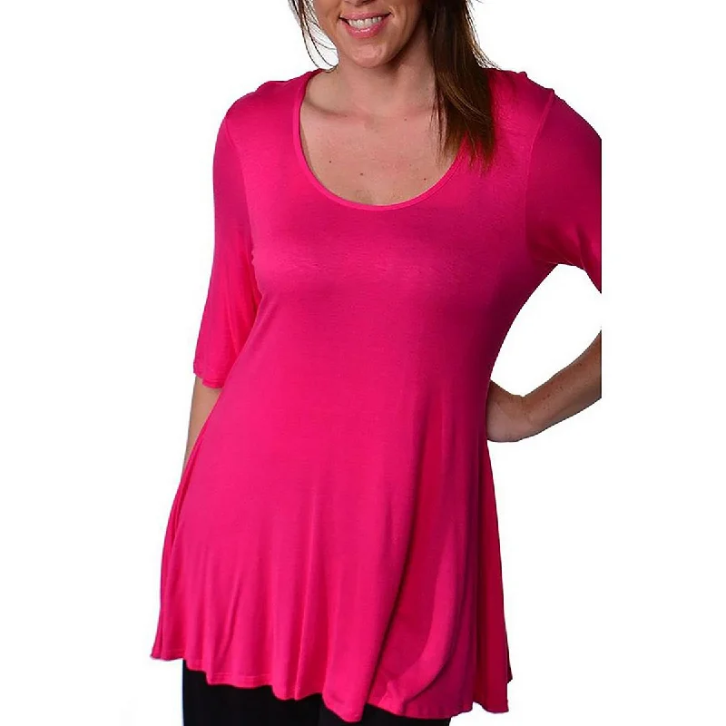 Vintage Fashion Plus Womens Knit Elbow Sleeves Tunic Top