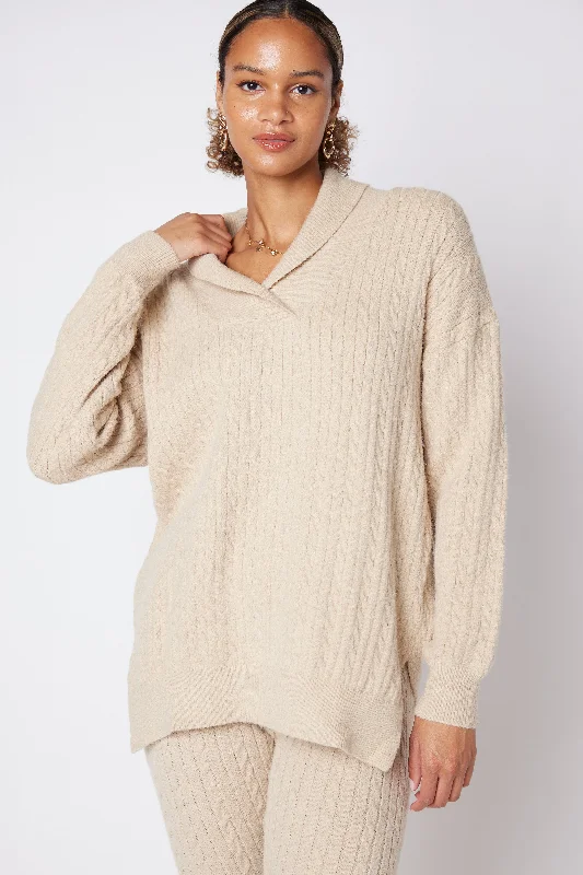Edgy Fashion Belle Collared Cable Knit Sweater