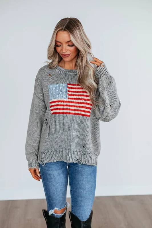 Sale For Women American Dreamin' Sweater - Heather Grey