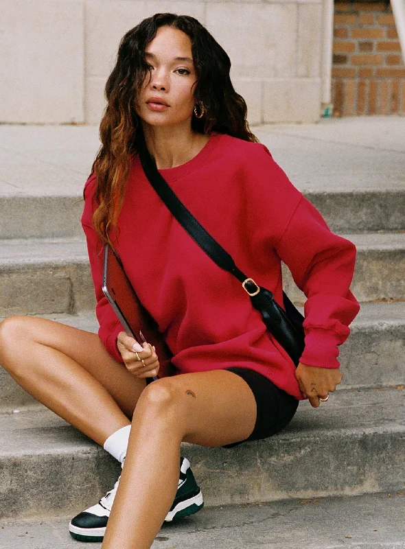 Women's Clothing Online Sale Dream Fleece Classic Crewneck Sweatshirt Red