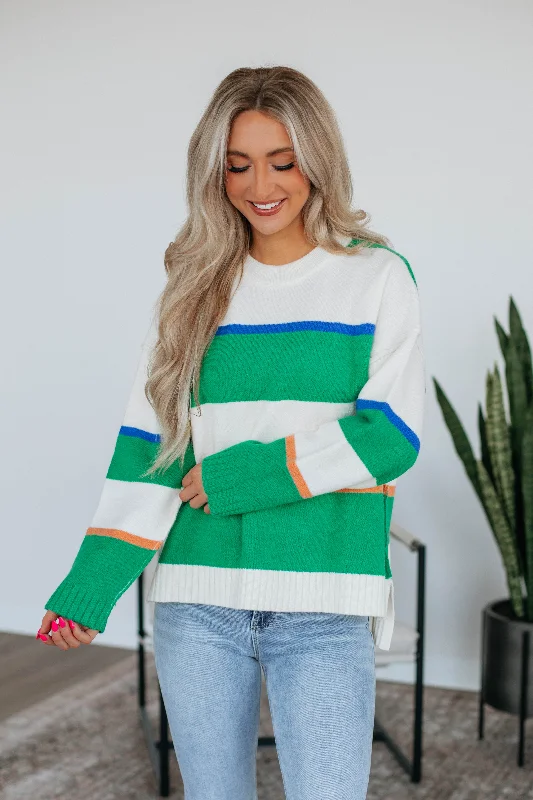 High-End Women's Apparel Lowgan Striped Sweater