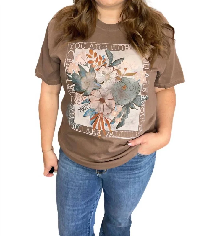 Save Big You Are Worthy Graphic Tee In Espresso
