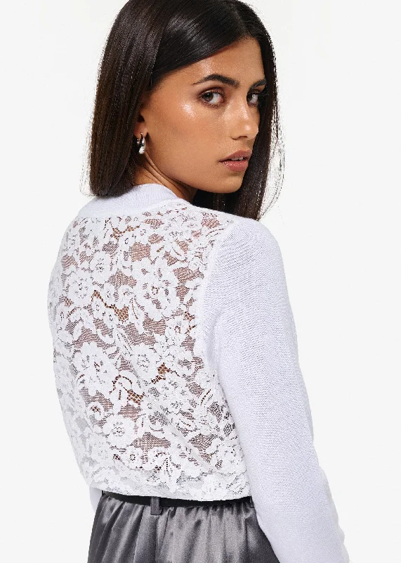 Plus Size Women Wear Camden Lace Sweater White