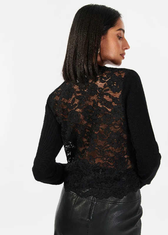 Women Wear Boutique Camden Lace Sweater Black