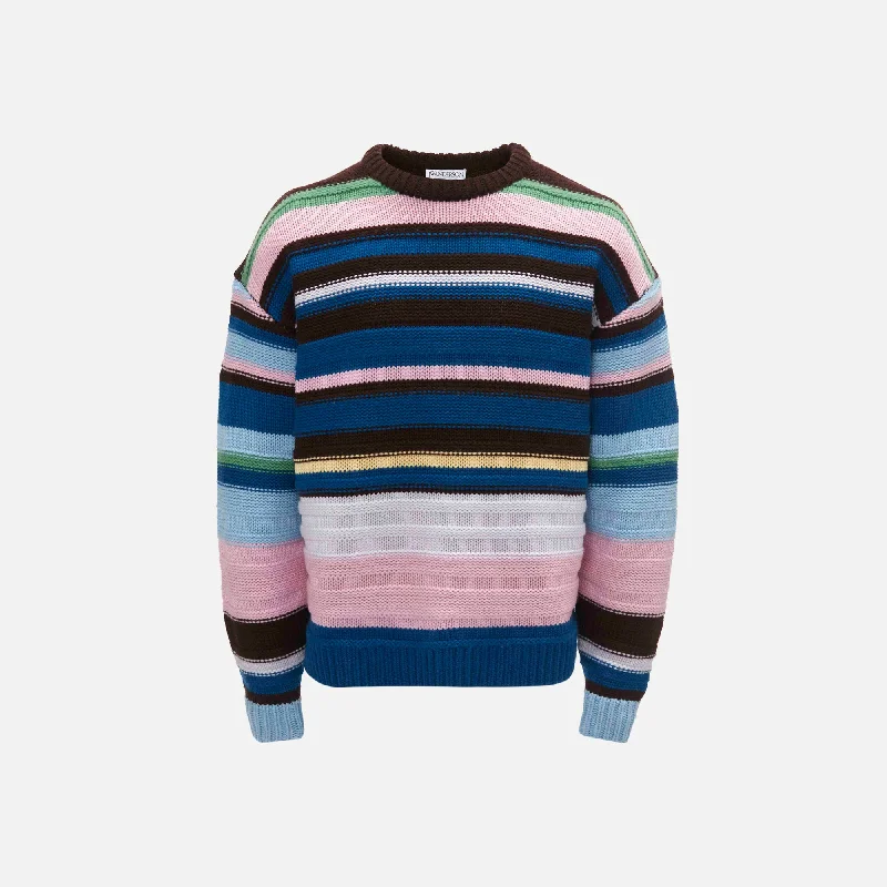 Modern Women's Wardrobe Essentials JW Anderson Multi Stripe Crewneck Jumper - Blue
