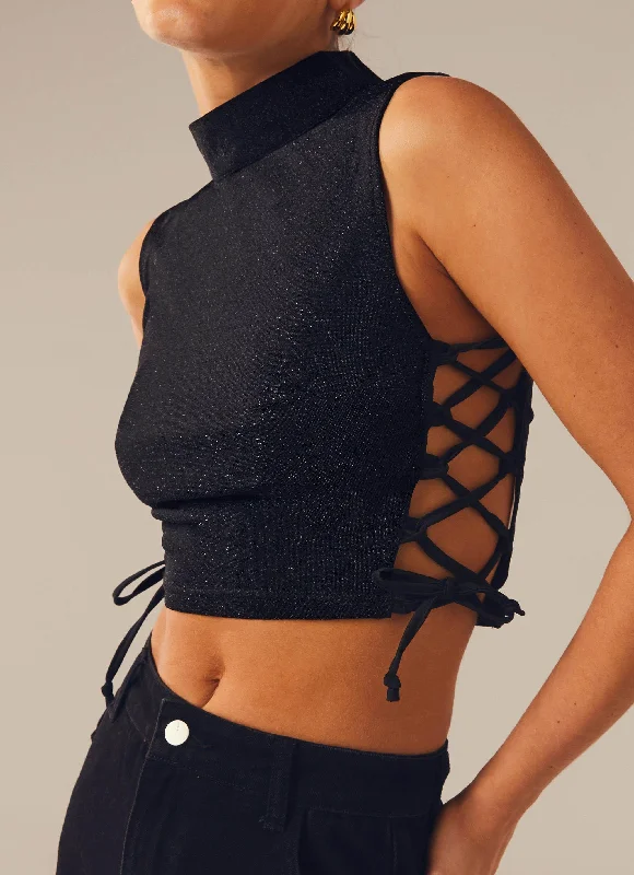 Women's Charming Outfit For Events Levitate Crop Top - Black Moonlight