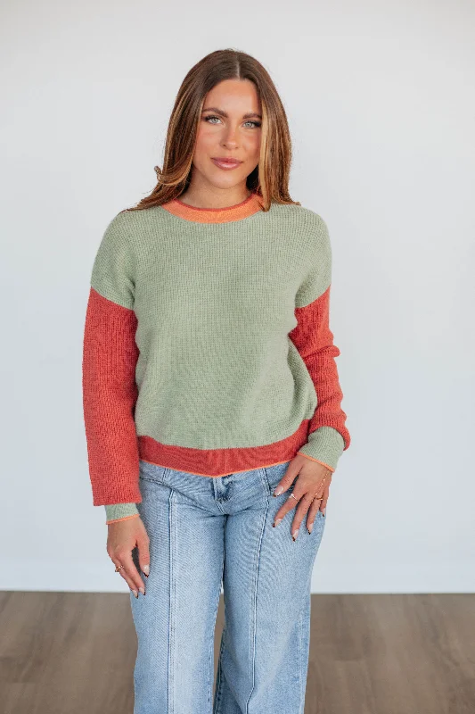 Sale Clearance Casa Colorblock Sweater - Thyme