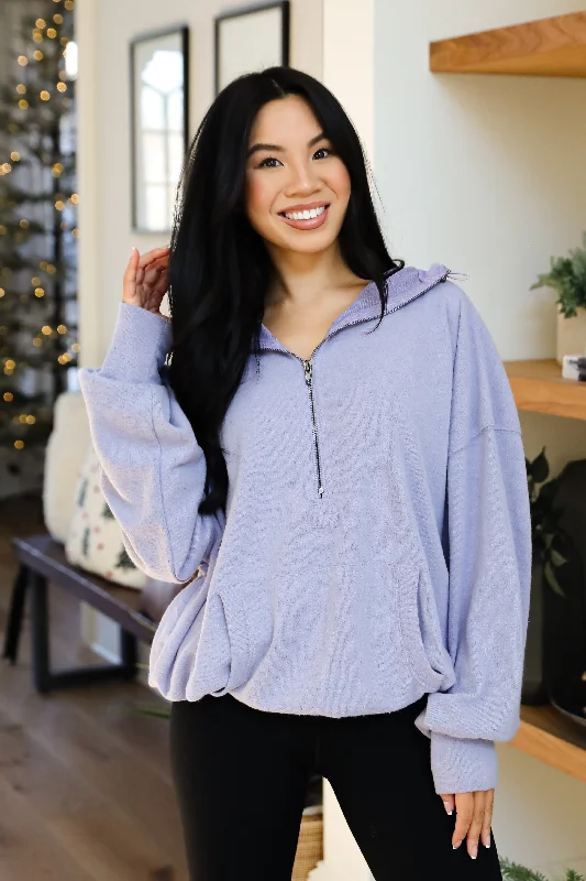 Season Sale Laidback Days Periwinkle Soft Knit Hooded Pullover