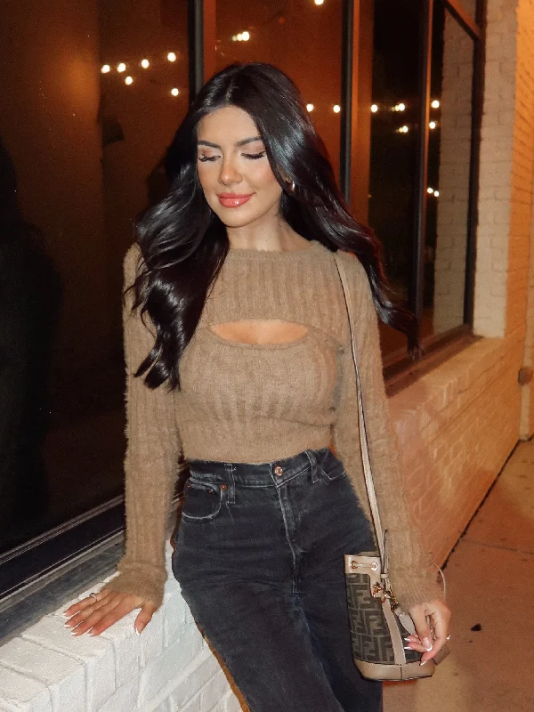 Online Boutiques Clothing Espresso Martini Fuzzy Sweater Top