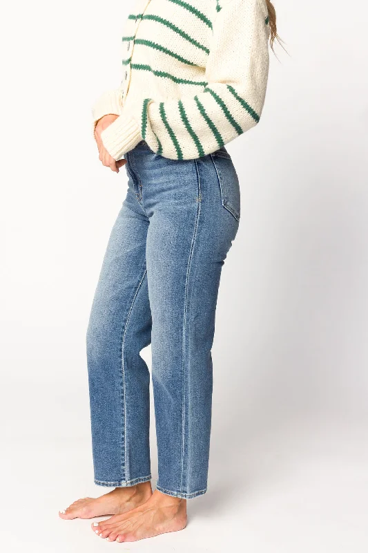 Women's Formal Clothes Tracey High Rise Relaxed Denim with Straight Leg in Dark