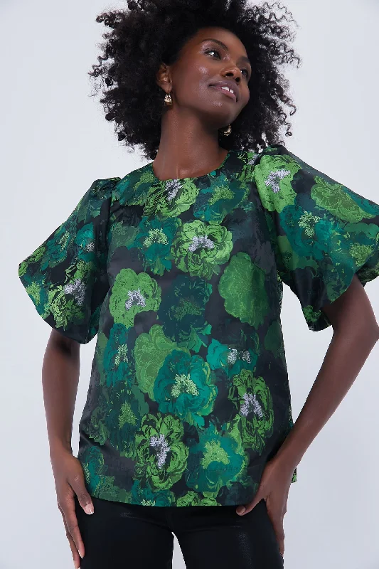Women Wear Online Green Jacquard Lyla Blouse
