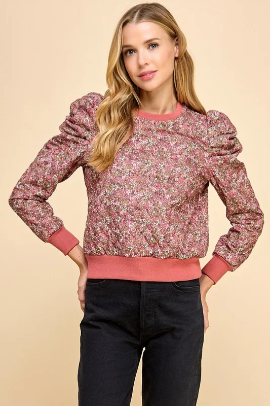 Exclusive Discount Scott Puff Sleeve Printed Sweater