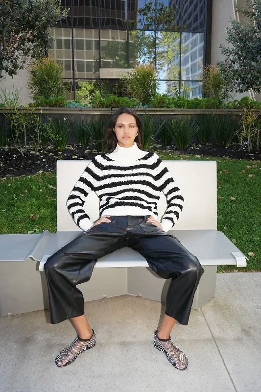 Online Boutique Clothing Oscar Stripe Sweater - Black Ivory Stripe
