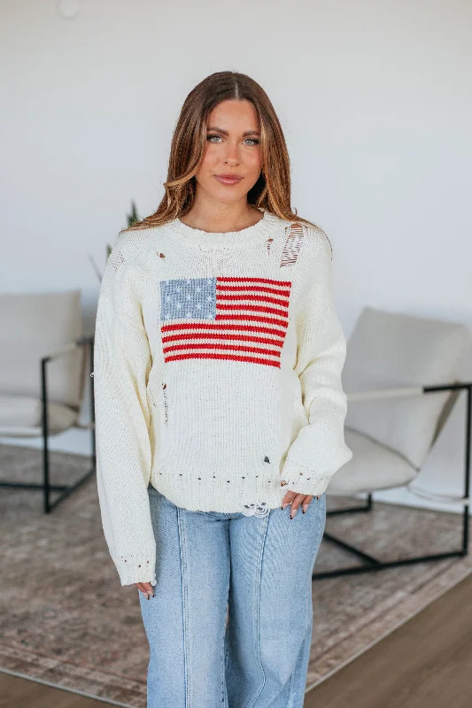 Women's Clothing Sale Online American Dreamin' Sweater - Cream