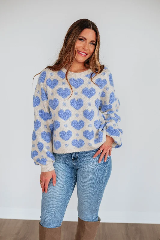 Affordable Women's Clothing Sale Online Love Yourself First Sweater - Cornflower Blue