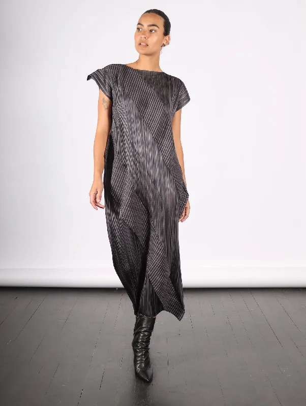 Evening Looks Cosmic Rays Dress in Gray by Pleats Please Issey Miyake