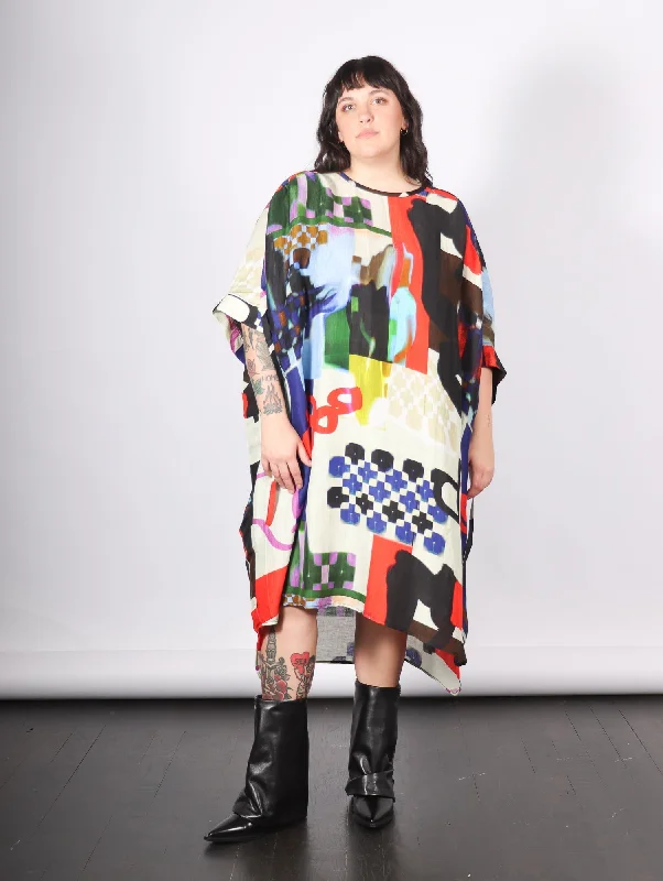 Unleash Your Fashion Renew Silk Dress in Playground Collage by Henrik Vibskov
