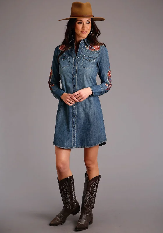 Best Deals On High-Quality Fashion – Shop Now Stetson Womens Blue 100% Cotton Aztec Motif L/S Dress