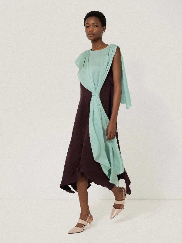 Women's Evening Wear Draped Tie Detail Dress | Oxblood