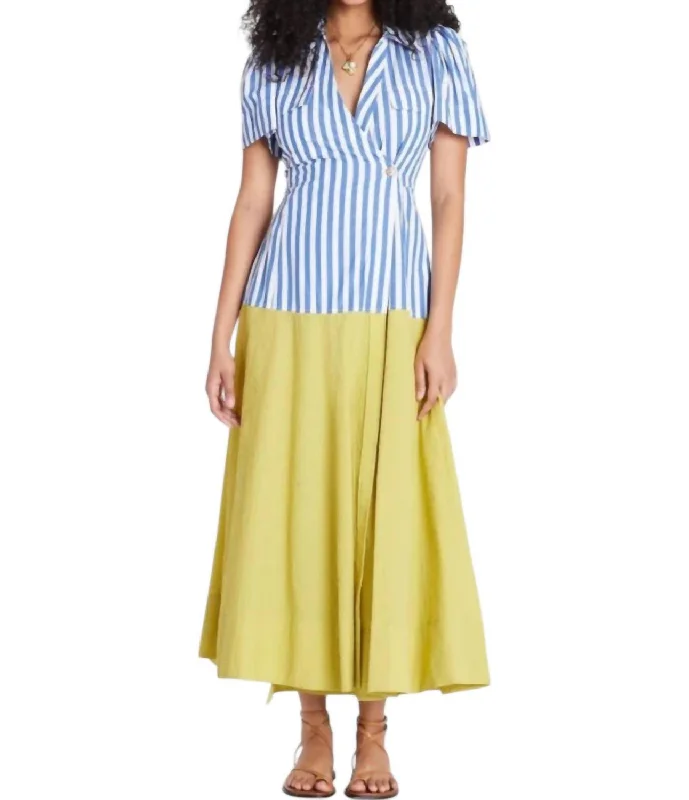 Women's Clothes Online Shopping Jillian Dress In Medium Oxford Blue/optic White