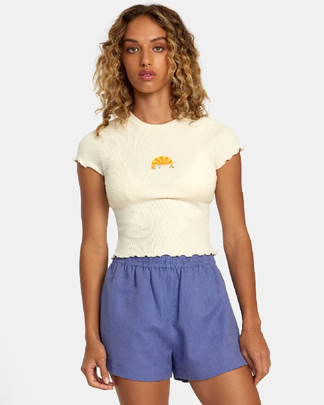 Outfits For Girls Linen Sawyer Elastic Waist Shorts - Coast