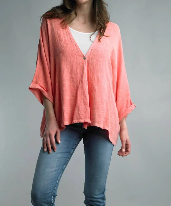 Women's Travel Garments One Button Oversized Jacket In Bright Coral