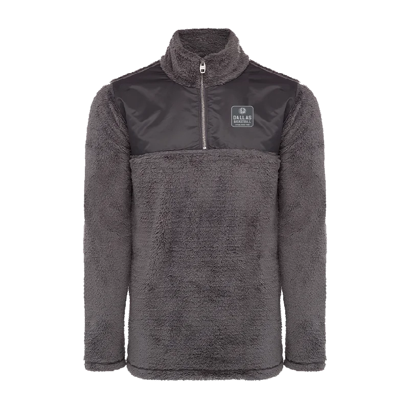 Luxe Women's Fashion DALLAS MAVERICKS SPORTIQE LINDON SHERPA QUARTER ZIP GREY SWEATER